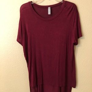 burgundy side slit top